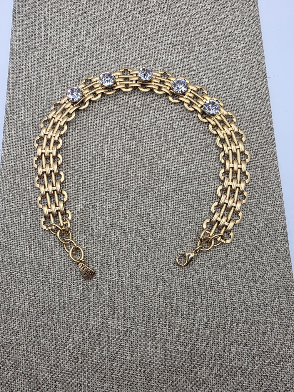 Yochi Gold Tone Yochi Necklace with Clear Crystal Accents